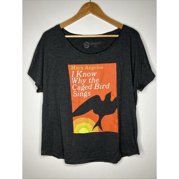 Out of Print Maya Angelou I Know Why The Caged Bird Sings Women's XL T-Shirt - Picture 1 of 5